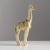 Conjunto de 2 piezas de Adorno de Jirafa, Estatua Dorada de Arte y Artesanía, para Decoración de Estantería, Sala de Estar, Oficina, Café, Decoración de Mesa, Entrada, Decoración de Invierno, Navidad y Año Nuevo
