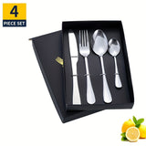 Juego de cubiertos de acero inoxidable de 4/24 piezas con caja de madera, de alta calidad, pulido al espejo, apto para lavavajillas, adecuado para restaurantes, cocinas y camping.