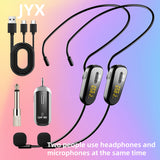 JYX Brand, U-210, Auriculares inalámbricos dobles con micrófono, se pueden usar al mismo tiempo por 2 personas, micrófono para auriculares, carga USB, enchufa y juega, actuación en escena, actuación, karaoke, altavoz, amplificador, altavoz con micrófono,