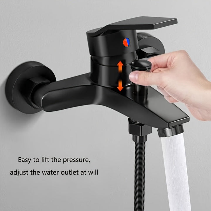 Juego de Grifo de Ducha Negro Elegante TWINBELL con Cabezal de Ducha de Lluvia - Control Dual de Agua Caliente y Fría, Diseño Grueso a Prueba de Explosiones, Instalación Fácil, No Requiere Energía