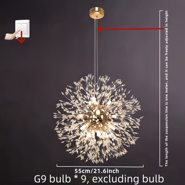 Lámpara de techo de diseño moderno de diente de león, montaje semienterrado con hardware de instalación, compatible con bombilla G9, pantalla de acrílico, marco de metal, para sala de estar, dormitorio, comedor, oficina, balcón - No incluye bombilla, ilu