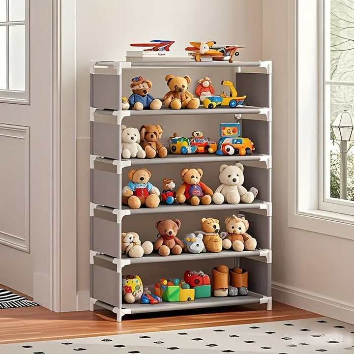 Estante de almacenamiento de juguetes de metal de 4/5/6/7 niveles - Resistente, ensamblaje sin herramientas, diseño moderno con ruedas y estructura sólida para juguetes, libros, juegos - Ideal para la organización del hogar y la sala de juegos, organizad