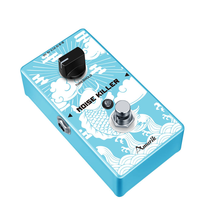 Amuzik Pedal True Bypass Noise Gate - Eliminador de Ruido para Guitarra/S Bass con Knob de Umbral, Diseño Compacto Azul para Guitarras Eléctricas y Bajos, Compatible con Fuentes USB, Equipo Musical, Componentes de Alta Calidad, Ideal para Presentaciones