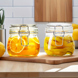 Juego de 2/4 Tarros Herméticos de Vidrio de 16 Onzas con Tapas de Cierre, Contenedores Sellados Transparentes para Alimentos, Organización del Despensa, Productos Secos, Snacks, Café, Té, Encurtidos, Azúcar, Harina - Multiusos, Antifugas, Libres de BPA