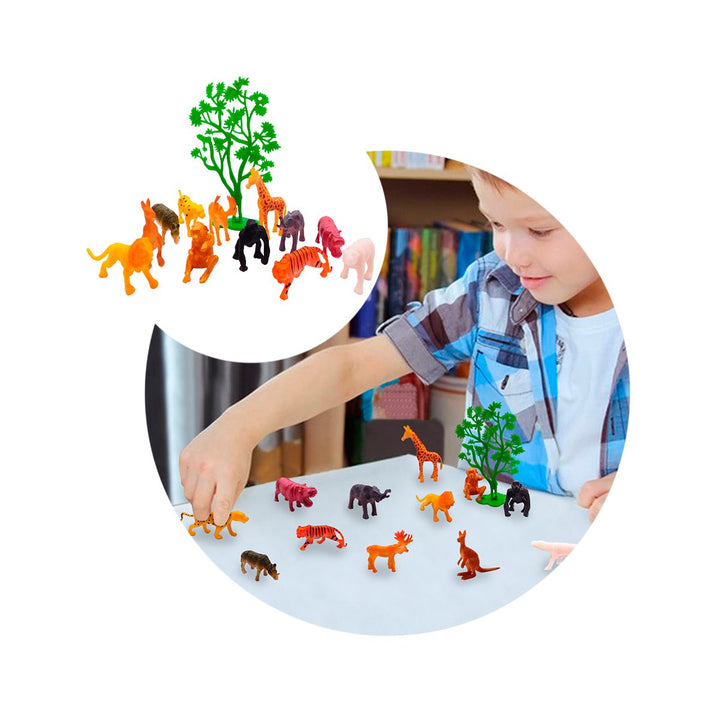 Set Figuras Animales Salvajes X12 Juguete Didáctico Colección Niños GM1911-117