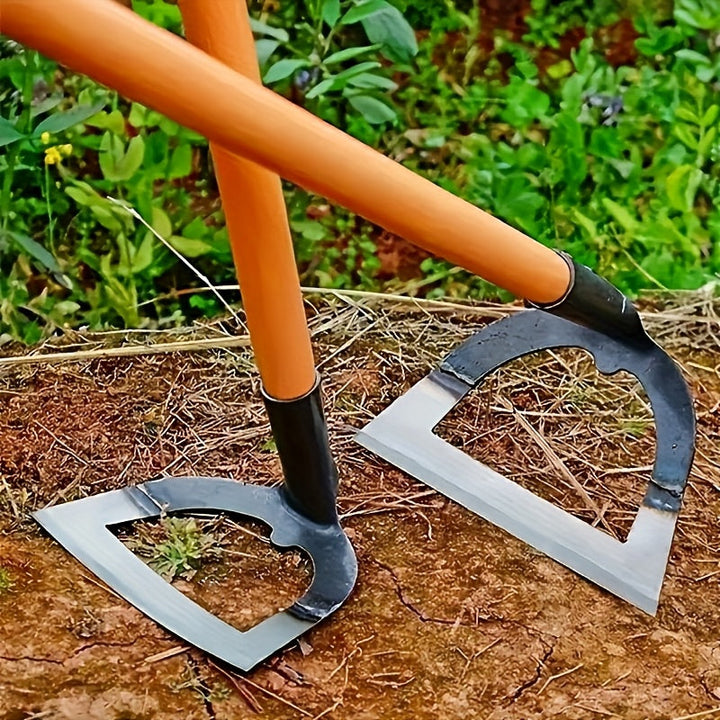 Hacha hueca de acero de manganeso de alta resistencia - Herramienta de desmalezamiento con punta gruesa y forma de corazón para la eficiente eliminación de malezas, hacha de jardín duradera y resistente a la herrumbre para jardineros y agricultores, ayud