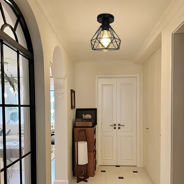 Linterna de techo estilo industrial retro rural con base para bombilla E27, pasillo, cocina, escalera, armario, luminaria de puerta (sin bombilla)