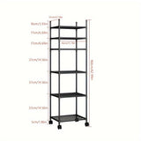 Carrito de almacenamiento metálico ajustable con ruedas y ganchos - Organizador ahorrador de espacio para cocina, dormitorio, baño, habitación de lavandería | Diseño de estantería abierta | Estante modular de plástico, fácil montaje, carrito de almacenam