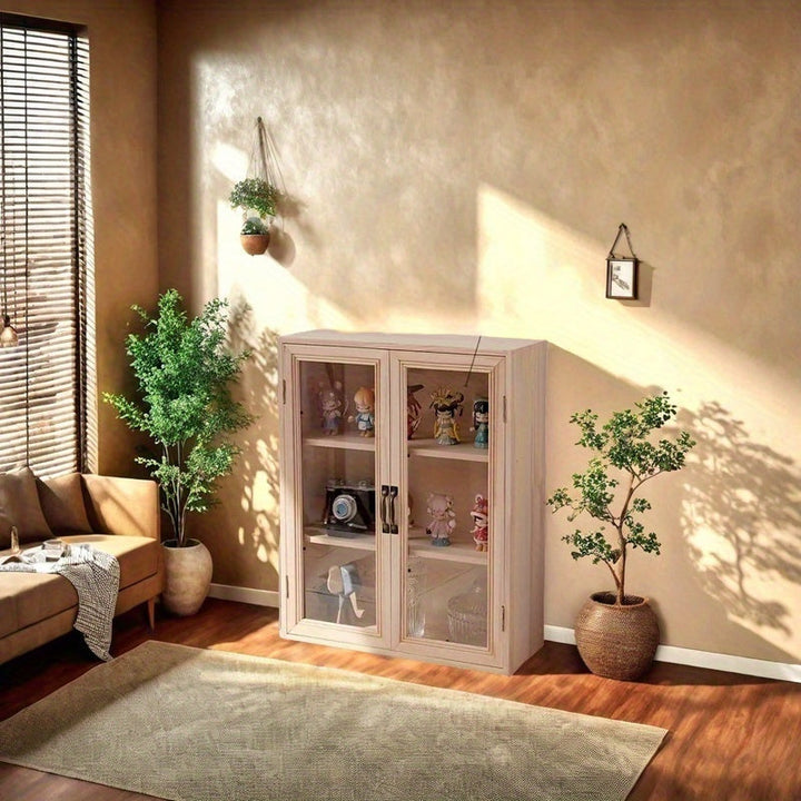 Armario de Almacenamiento Retro de Madera con 22 Escenas y Tapa Abatible – Organizador Multifuncional para Cosméticos, Accesorios y Suministros de Oficina, Ideal para Dormitorio, Baño y Espacio de Trabajo, Incluye Película Protectora Transparente