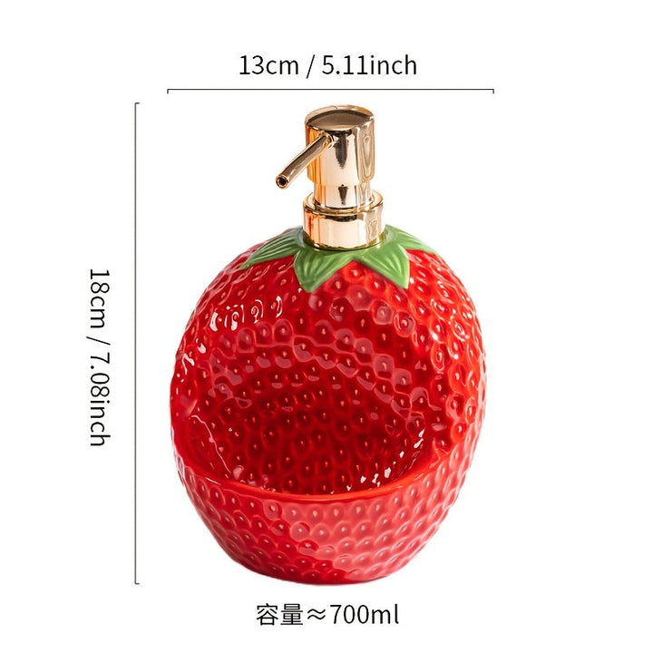 Botella de Cerámica con Forma de Fresa para Jabón Líquido, Dispensador Recargable de Champú y Acondicionador