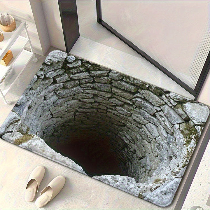 1pc de felpudo con diseño de ilusión óptica abismo infinito, ideal para baños, dormitorios, entradas de salón, camping y picnics | Diseño visual | Alfombrillas para hogar y baño