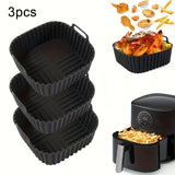 Juego de 2 o 3 forros de aire fritura reutilizables de silicona - bandejas de horno cuadradas gruesas, ideales para cocinar de manera saludable, adecuadas para freidoras de aire de 4-7Qt, seguras para microondas, antiadherentes, fáciles de limpiar, perfe