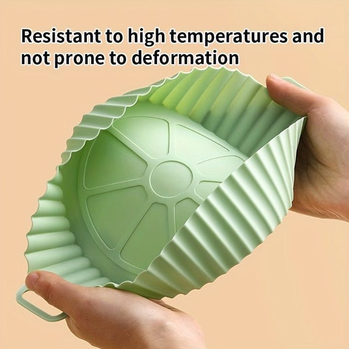 2 piezas de funda de silicona mejorada y reforzada para freidor de aire de grado alimenticio, adecuada para freidor de aire de 5-6 litros, fácil de limpiar y reutilizable, bandeja de silicona reforzada con almohadilla antideslizante.