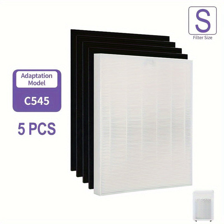 5 Piezas, Filtro De Repuesto True Hepa C545, Compatible Con El Purificador De Aire Winix C545, Equivalente Al Filtro S De Winix 1712-0096-00, 1 Filtro True HEPA De Grado H13, 4 Filtros De Carbón Activado