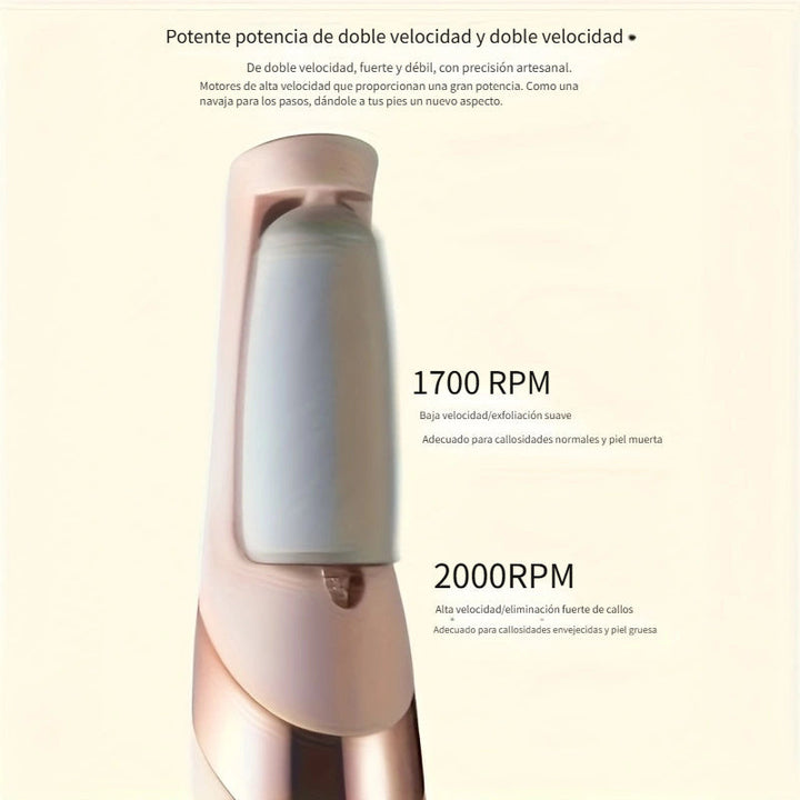 Removedor Eléctrico Recargable & Herramienta de Pedicura - USB Recargable, 400mAh, Portátil - Incluye Molinillo y Lima para Uñas - Ideal para uso en casa y viajes, kit de pedicura portátil