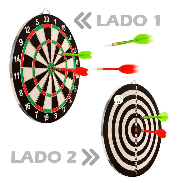 Tablero Dardos 2 En 1 Tiro Al Blanco Diana Madera Reversible D12