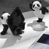 1pc Adorable Soporte para Teléfono y Tableta de Panda - ABS Impermeable, Figuras de Panda en Estilo Dibujos Animados en Blanco y Negro para Decoración de Escritorio, Ideal para Uso en Casa y Oficina, Regalo Perfecto para Amantes de la Tecnología