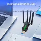 Tarjeta inalámbrica de doble banda con cuatro antenas y alta velocidad de 1300 m, enchufar y usar, sin necesidad de controladores ni calentamiento