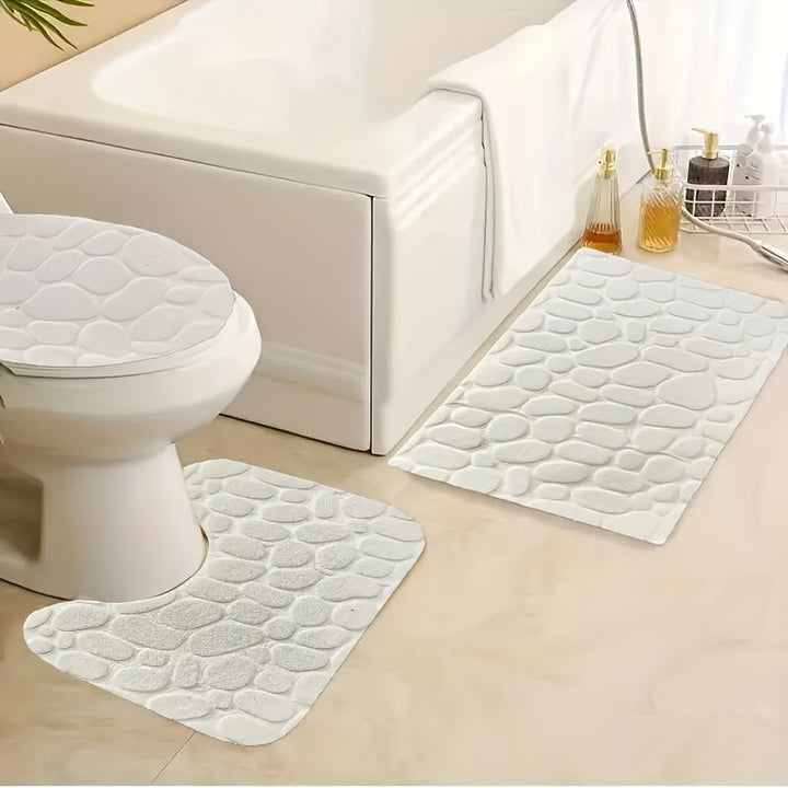 3 alfombras de baño con relieve, de secado rápido, antideslizantes y cómodas, hechas de espuma con memoria, poliéster lavable a máquina, 3.05 cm de grosor, 500 g/m², ideales para bañera, ducha y cocina
