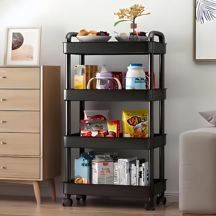 Carro de Almacenamiento con Ruedas de 3/Niveles/4 Niveles/5 Niveles, Organizador de Plástico Duradero, Apto para Baño, Lavandería y Cocina Multiusos, Estante de Fácil Acceso