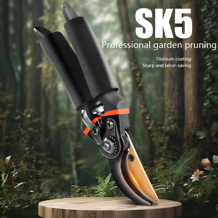 2 piezas de tijeras de poda de jardín de acero de alta carbonatación SK5 con mangos de aleación de aluminio - Hoja doble, afilada, antideslizante, ahorradora de trabajo para árboles frutales y jardinería, podadoras de jardín | Tijeras de acero SK5 | Dise