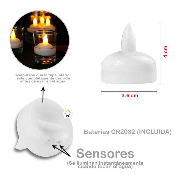 Velas LED Flotante Agua X1 Impermeables Luz Cálida MJ-020C