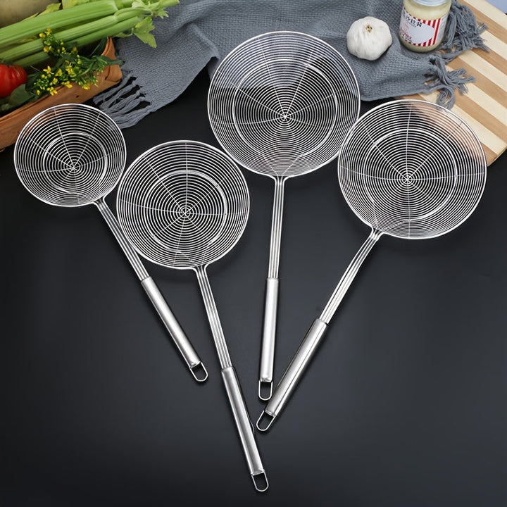 1 Pieza, Colador De Acero Inoxidable, Cuchara De Alambre Con Mango, Colador De Araña De Cocina, Cuchara De Espumadera Para El Hogar, Para Freír, Herramienta De Cocina Para Alimentos Fritos, Utensilios De Cocina, Accesorios De Cocina