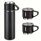 1pc Juego de Taza Aislada de Acero Inoxidable 500ml/16.9oz - Ideal para Café Caliente y Bebidas Frías, Botella de Agua con Vacío Termoconductor + 3 Vasos