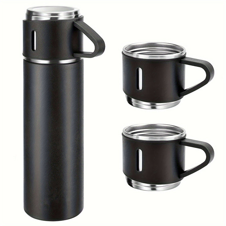 1pc Juego de Taza Aislada de Acero Inoxidable 500ml/16.9oz - Ideal para Café Caliente y Bebidas Frías, Botella de Agua con Vacío Termoconductor + 3 Vasos