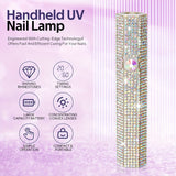 Lámpara de uñas LED portátil con diamantes de imitación brillantes - Recargable por USB, luz de uñas miniatura de mano, batería de litio, sin formaldehído, ideal para regalo de San Valentín, esenciales para el arte de las uñas | Diseño de diamantes de im