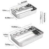 Juego de desinfección para herramientas de uñas de acero inoxidable, bandeja cubierta para instrumentos, ideal para salones de peluquería, tiendas de manicura y tatuajes