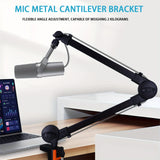 Soporte de micrófono profesional de hierro negro con brazo de boom, con gestión de cables - Estable y flexible, ajustable para transmisiones, podcasting, juegos, estudio y escenario, ideal para la configuración de estudio, escenario y programas de televi