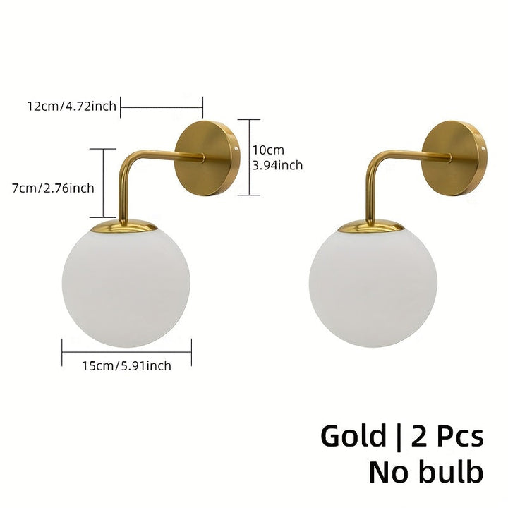 1/2pcs, Lámpara de Pared Moderna, Cuerpo Metálico /Dorado con Pantalla de Plástico, Portalámparas E27, Instalación Directa, Ideal para Sala, Dormitorio o Pasillo (Bombilla No Incluida)