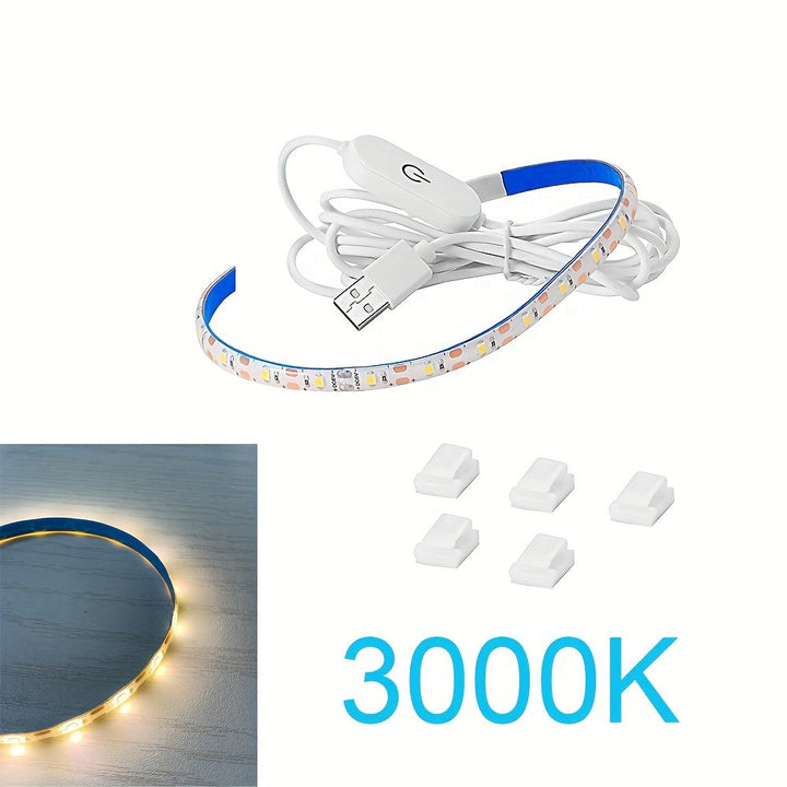 Tira de luces LED regulable para máquina de coser, 29.87 cm, luz flexible con USB y regulador táctil, para iluminación bajo gabinete, manualidades y celebraciones, montaje adhesivo, acabado metálico, pantalla de resina - 1 unidad