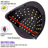 Lámpara LED para uñas con 66 luces, secadora de esmalte en gel con sensor inteligente, máquina para manicura, equipo para salón de uñas