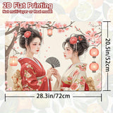 1pc Alfombra de Cocina Japonesa - Diseño Tradicional Geisha y Farolillo, Protector para Estufas, Tapete Lavadora/Secadora, Base Decorativa para Encimera - Fácil de Limpiar, Compatible con Placas Eléctricas y de Gas, Cubierta para Superficies de Electrodo