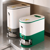 Dispensador Automático de Arroz, Contenedor de Almacenamiento de Alimentos Rectangular de Plástico con Cierre de Tapa Abatible, Reutilizable, a Prueba de Insectos y Humedad, Organizador de Cocina Multiusos para Granos y Artículos Diversos