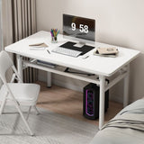 [Relajación en casa] Mesa plegable compacta - Montaje fácil, no se requieren herramientas, diseño rectangular para comer, escribir y estudiar - Metal duradero con acabado blanco, mesa de estudio|Diseño plegable|Marco de metal Tabl