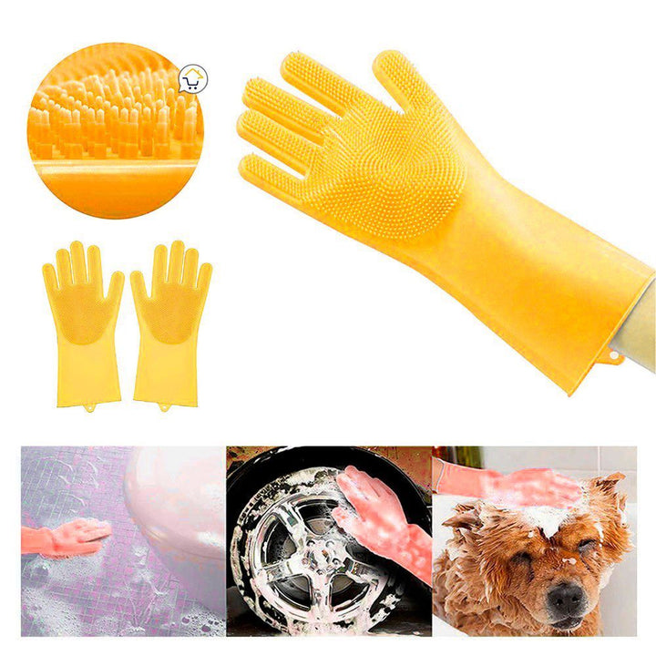 Guantes Silicona Multiusos Lava Vajilla Platos Baño Mascotas HD4838