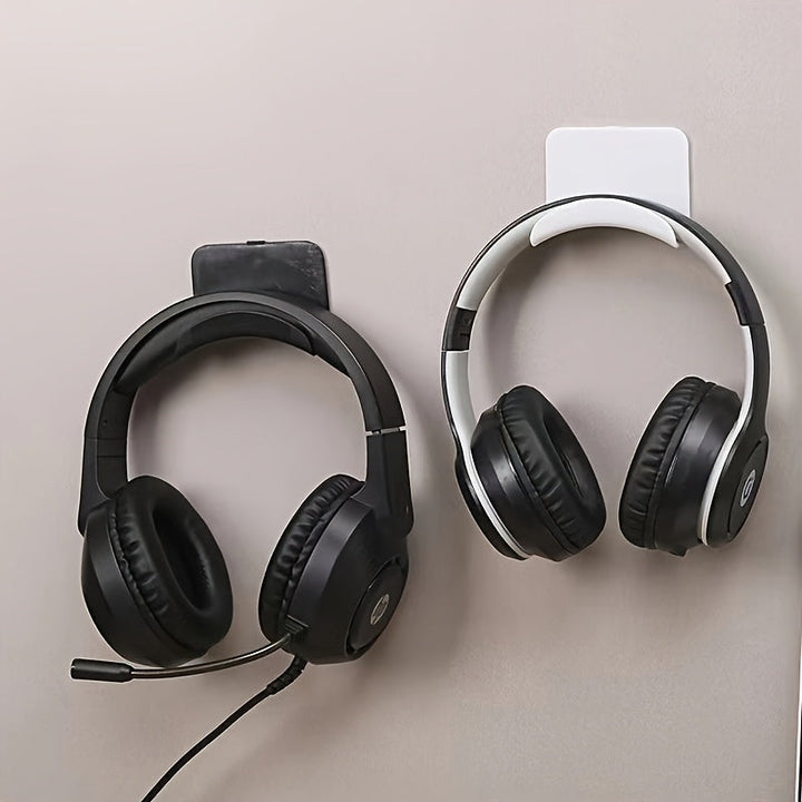 Soporte para auriculares de 1 pieza montado en la pared sin perforaciones, soporte para debajo de la mesa, soporte para la cabeza, gancho para colgar, estante para auriculares de esports
