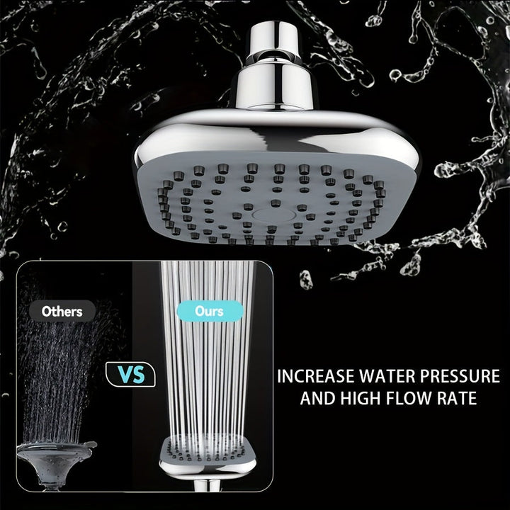 1 unidad de cabezal de ducha universal, material nuevo, ABS grueso, 4 pulgadas (aproximadamente 9.5 cm), cabezal de ducha tipo lluvia, flujo alto, diseño cuadrado, función de salida única reforzada, ideal para duchas empotradas, acabado pulido, cromado