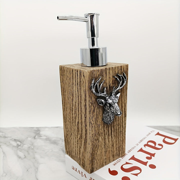 1pc Dispensador de loción de diseño de resina de ciervo, dispensador de jabón de encimera, botella de bomba líquida a prueba de fugas, dispensadores de ducha de resina recargables para baño, accesorios de baño, decoración del hogar, muebles para el hogar