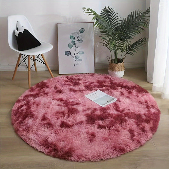 Una alfombra de peluche ultra-suave, redonda, antideslizante, lavable a máquina, linda y esponjosa, utilizada para la decoración de salón, dormitorio, pasillo o habitación, indispensable para el hogar