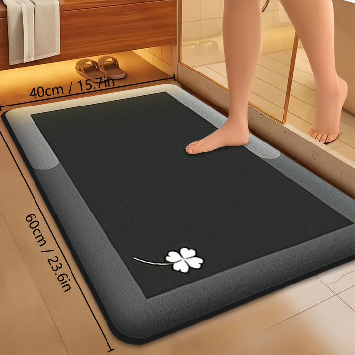 Alfombra de baño de felpa y franela geométrica - Ultra absorbente, antideslizante, secado rápido con respaldo de PVC, liviana y lavable a máquina, ideal para decoración de baño y entrada