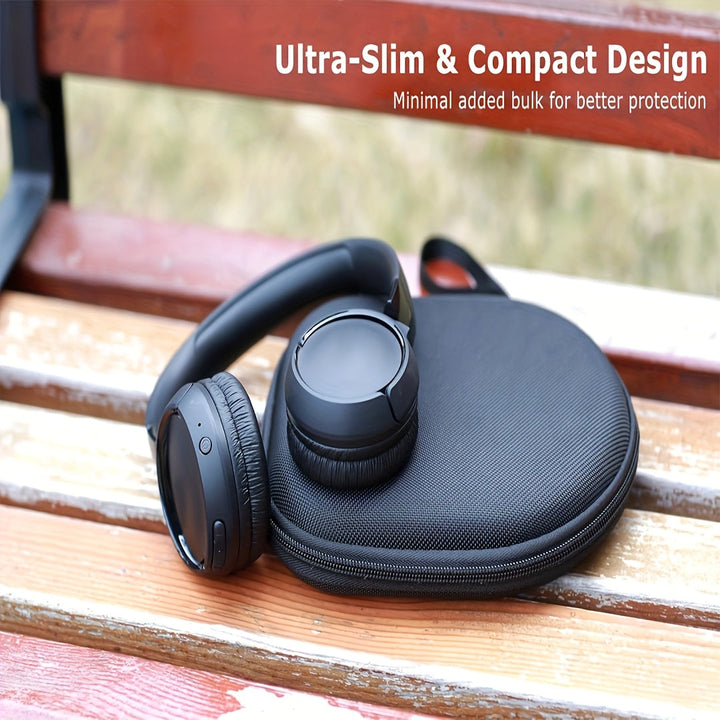 Estuche protector duro de EVA negro para auriculares, compatible con JBL Tune 510BT/520BT/500BT, funda delgada para Sony WH-CH520/510, bolsa de almacenamiento resistente a golpes con bolsillos para accesorios, estuche resistente | diseño elegante en negr