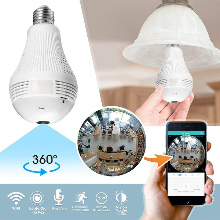 Camara Seguridad Panorámica Wifi Ip Tipo Bombillo B13lV2