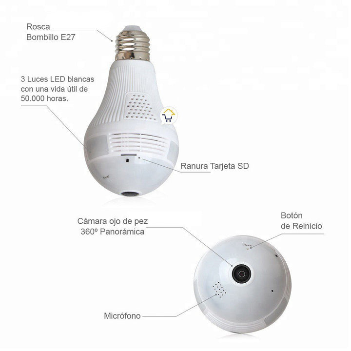Camara Seguridad Panorámica Wifi Ip Tipo Bombillo B13lV2