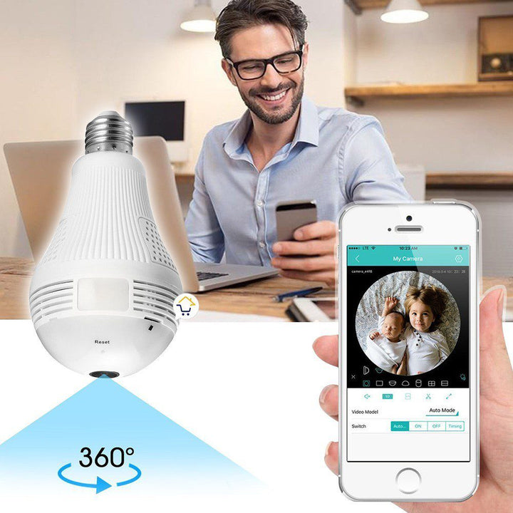 Camara Seguridad Panorámica Wifi Ip Tipo Bombillo B13lV2