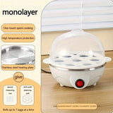 1 pieza de hervidor automático de huevos de capa única - Placa de cocción de acero inoxidable antiadherente, taza de medición anti quemaduras y almohadilla, 14cm de altura x 15cm de ancho, enchufe de 110V, cocción rápida, protección contra altas temperat