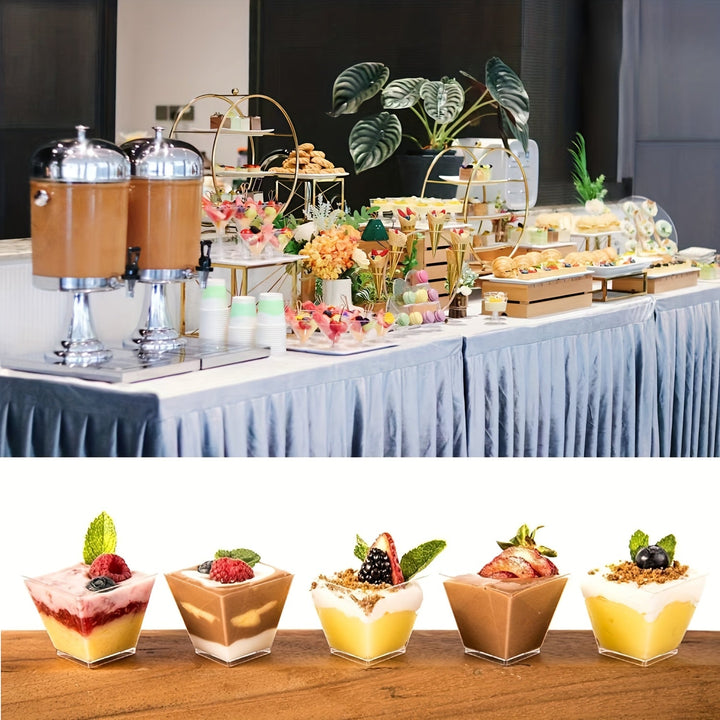 100 piezas/50 piezas tazas mini para postres, ideales para cucharitas de postre, tazas reutilizables, vajilla para bocadillos, perfectas para diversas ocasiones: cumpleaños, asados, bodas, cenas, ceremonias para adultos, San Valentín, Pascua